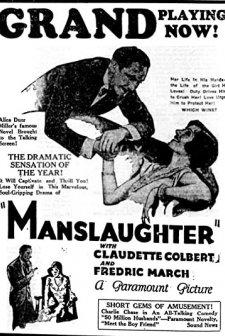 Manslaughter (1930) afişi